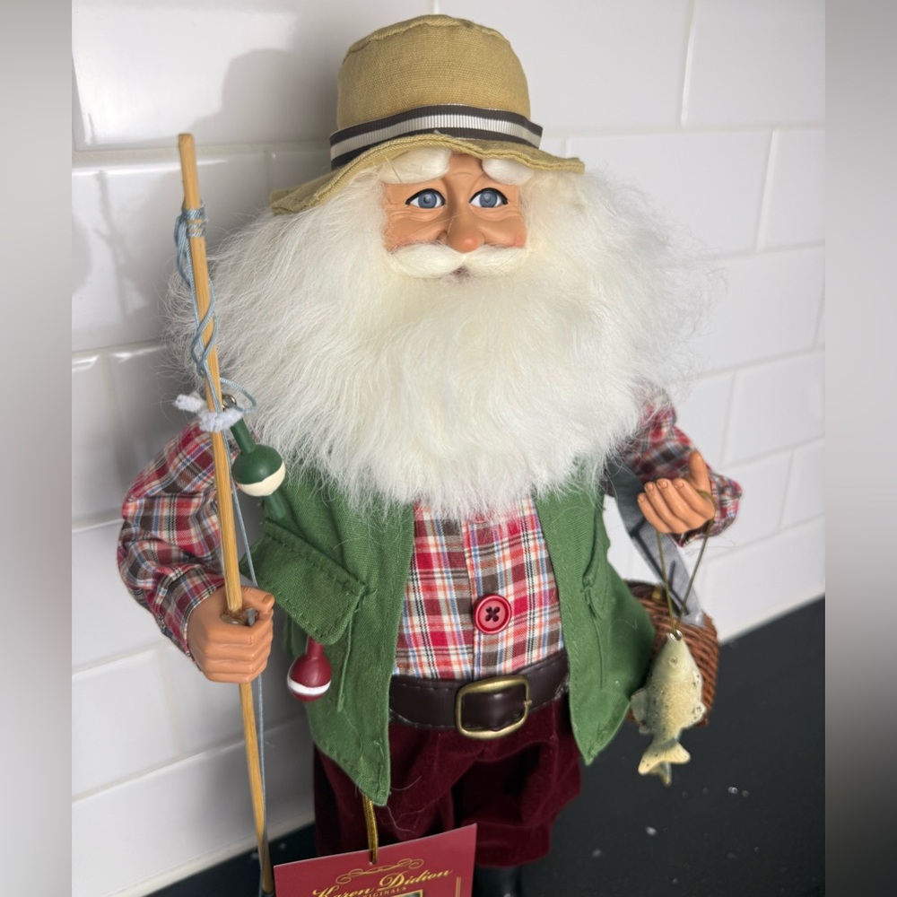 Karen Didion Originals Fishing Santa Figurine, 17 Inches - Handmade NEW - NO BOX - Picture 3 of 13